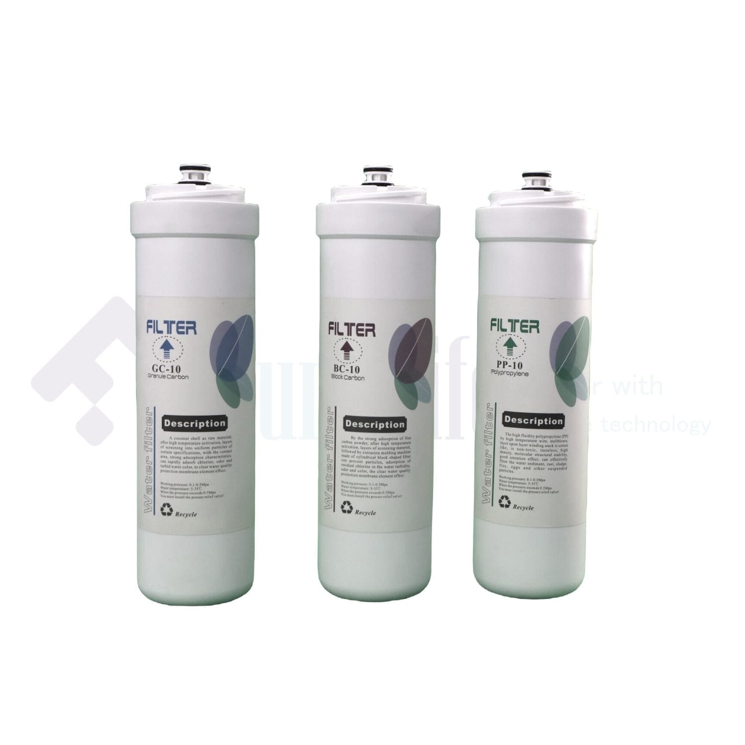 3-Stage Filter Cartridge Set – PP-10, BC-10, GC-10
